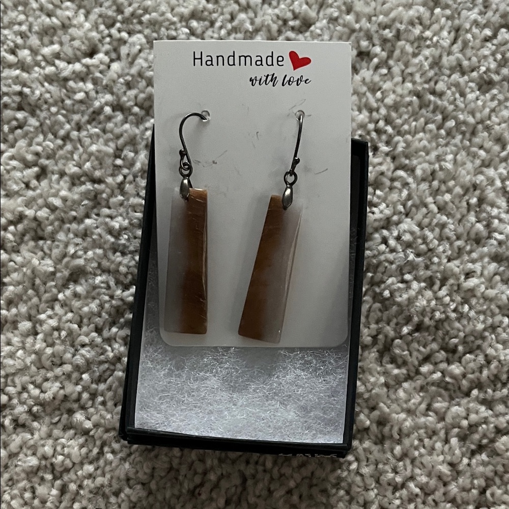 Handmade Brown Dangle Earrings
